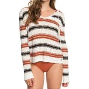 ROXY Shades of Cool Striped Hoodie Pancho Sweater